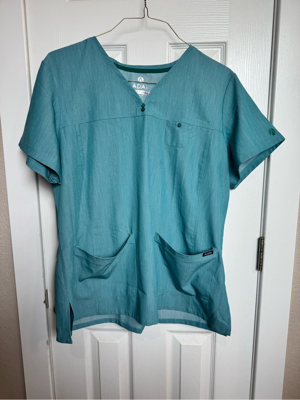 Adar Pro Scrub Top Women's Size 2XL heather green Short Sleeve V-neck